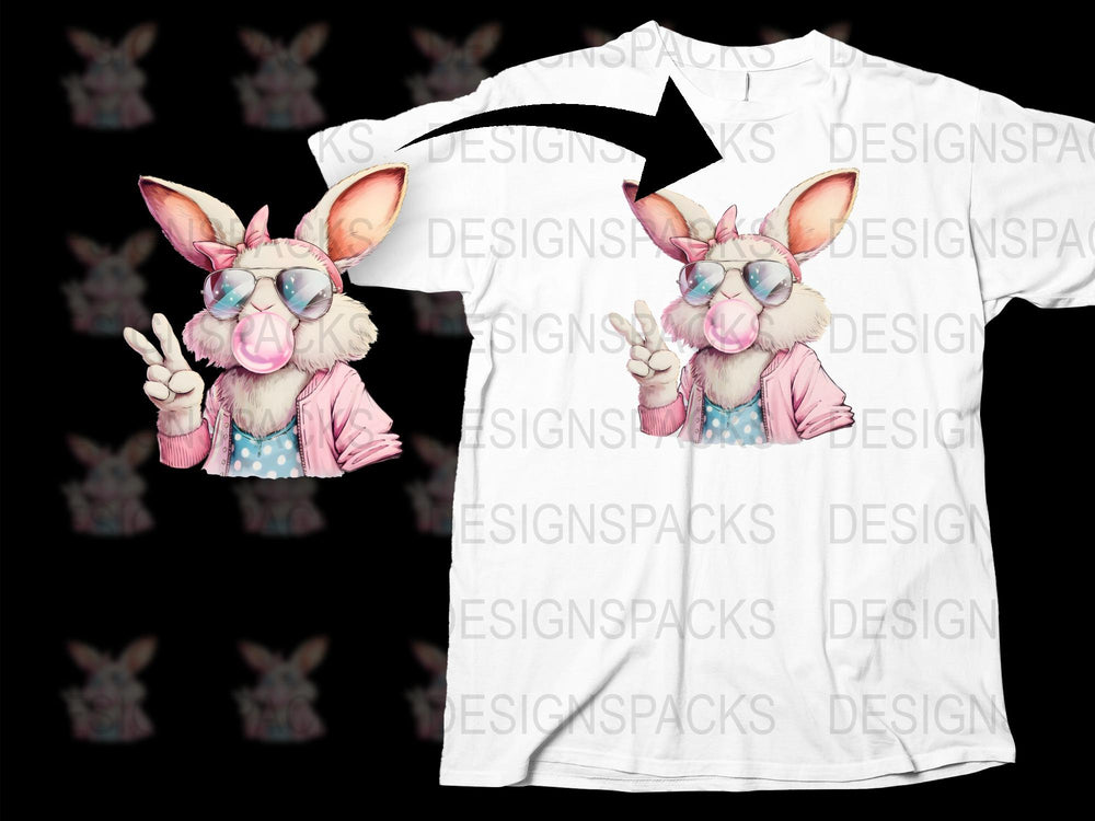 Cool Rabbit T-Shirt, Funky Animal Graphic Tee, Hipster Bunny with Glasses, Unique Men's and Women's Casual Wear