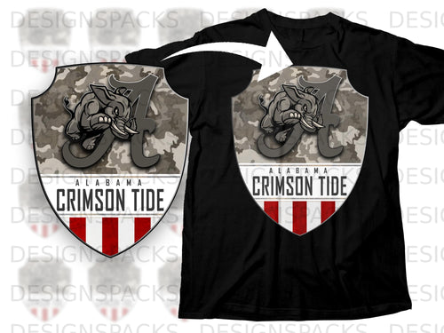 Black t-shirt with a shield logo featuring an elephant and 