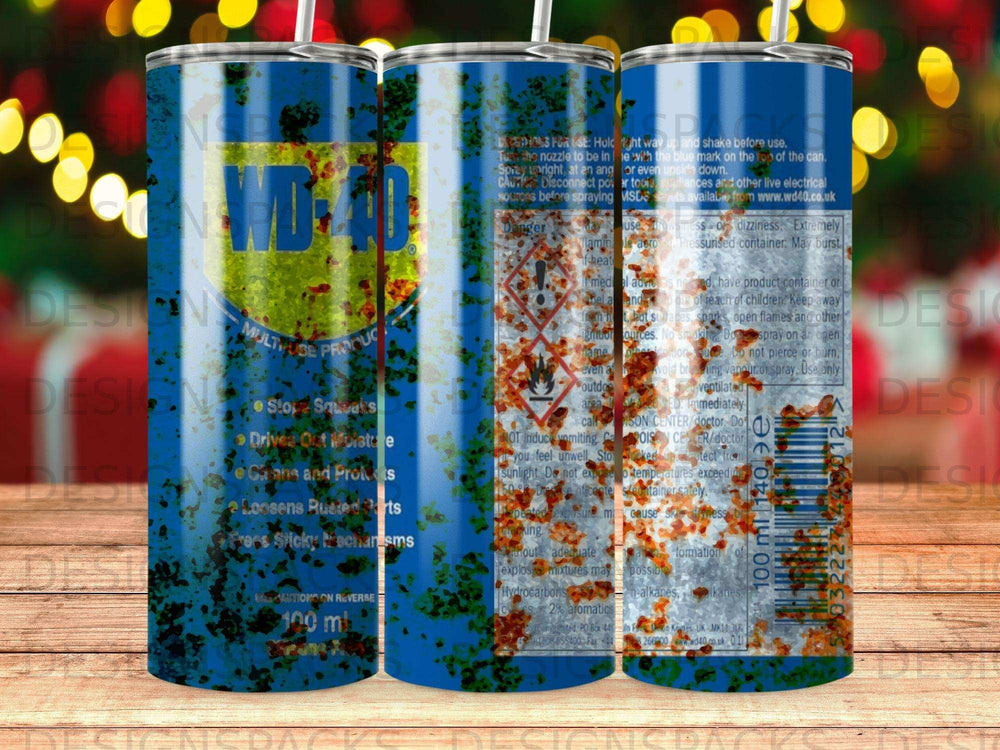 WD-40 Multi-Use Product can with spray nozzle, instructions, and warnings.