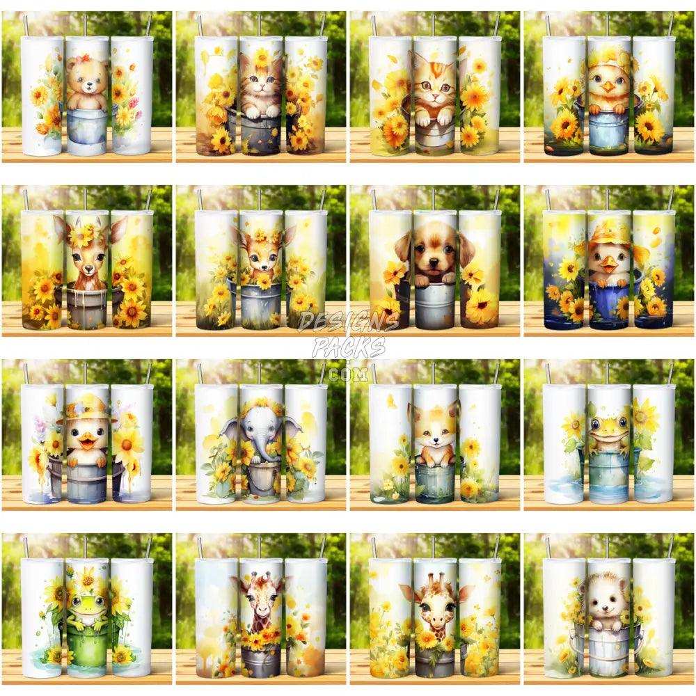 69 Animal Bucket Sunflower Tumbler Wrap Bundle Jpg