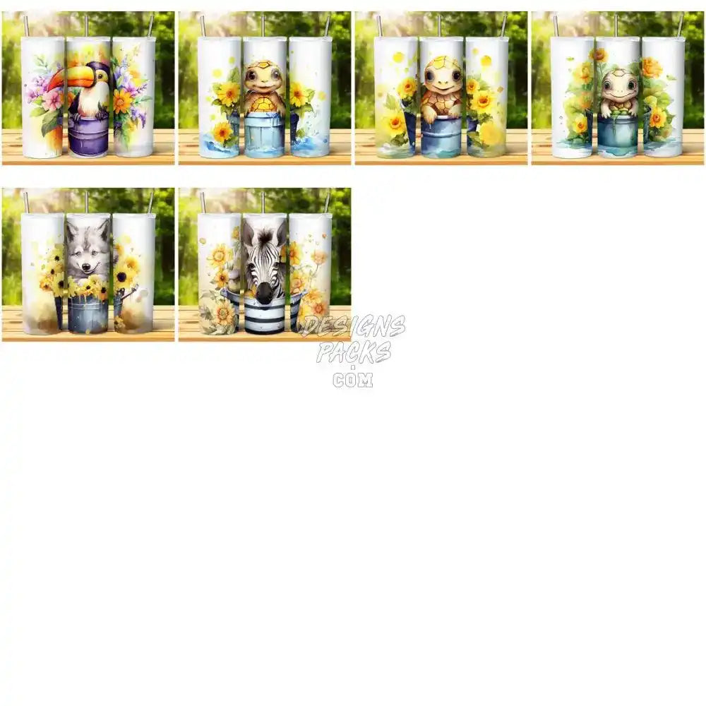 69 Animal Bucket Sunflower Tumbler Wrap Bundle Jpg