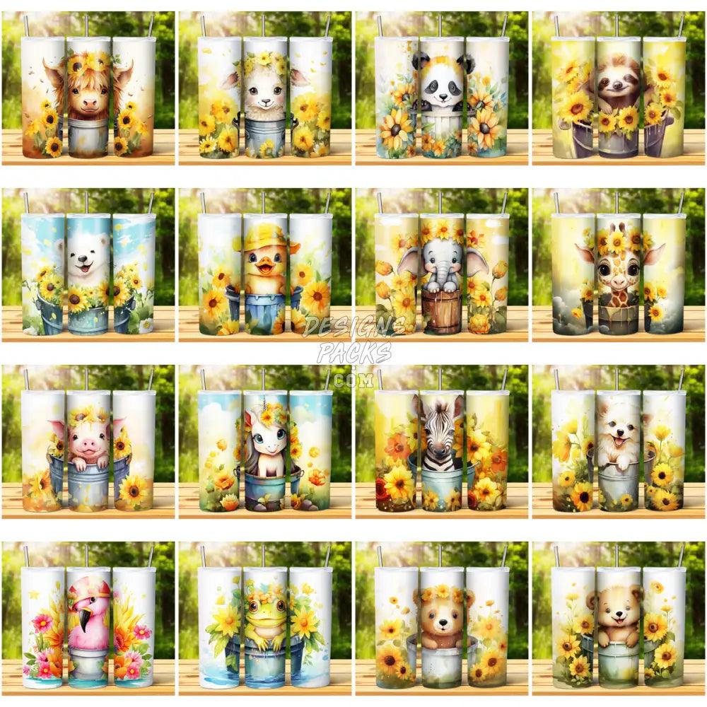 69 Animal Bucket Sunflower Tumbler Wrap Bundle Jpg