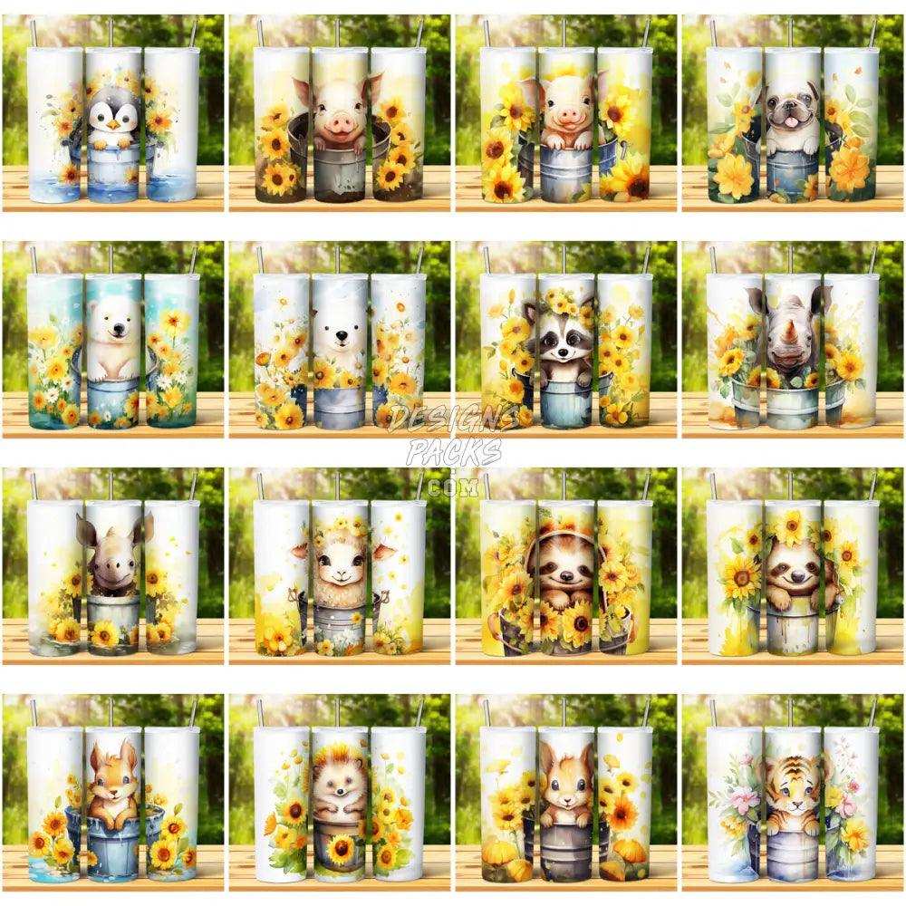 69 Animal Bucket Sunflower Tumbler Wrap Bundle Jpg