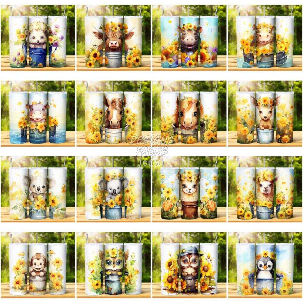 69 Animal Bucket Sunflower Tumbler Wrap Bundle Jpg