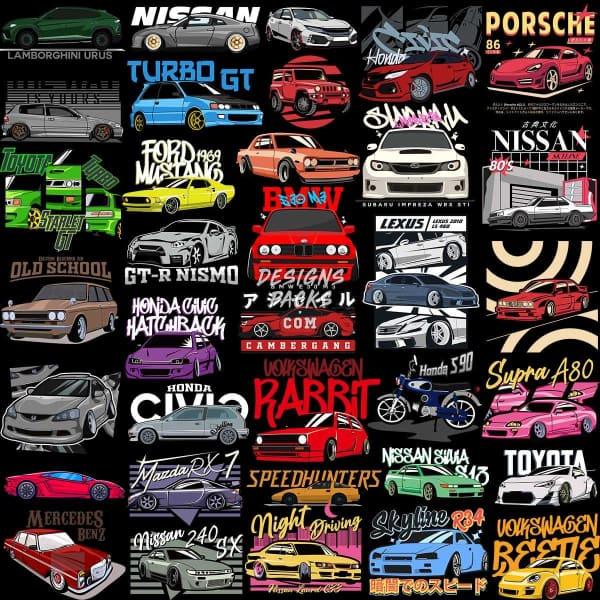 69 Cars Designs Bundle PNG AI designspacks