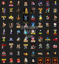 Load image into Gallery viewer, 69 Mixed Cartoons Brands Designs Bundle PNG AI designspacks
