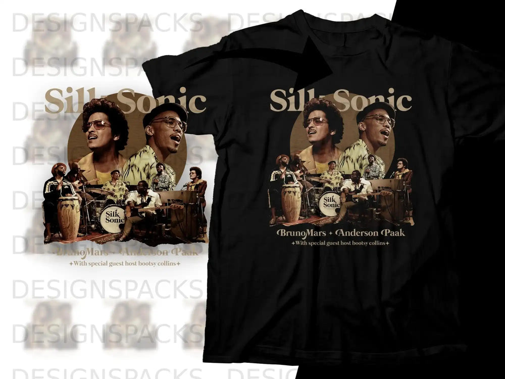 Silk Sonic album cover art with Bruno Mars and Anderson Paak.