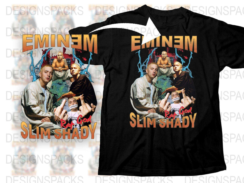 Eminem Slim Shady Rap God Graphic T-Shirt, Vintage Hip Hop Tee, Music Fan Apparel, Retro Style Black Shirt