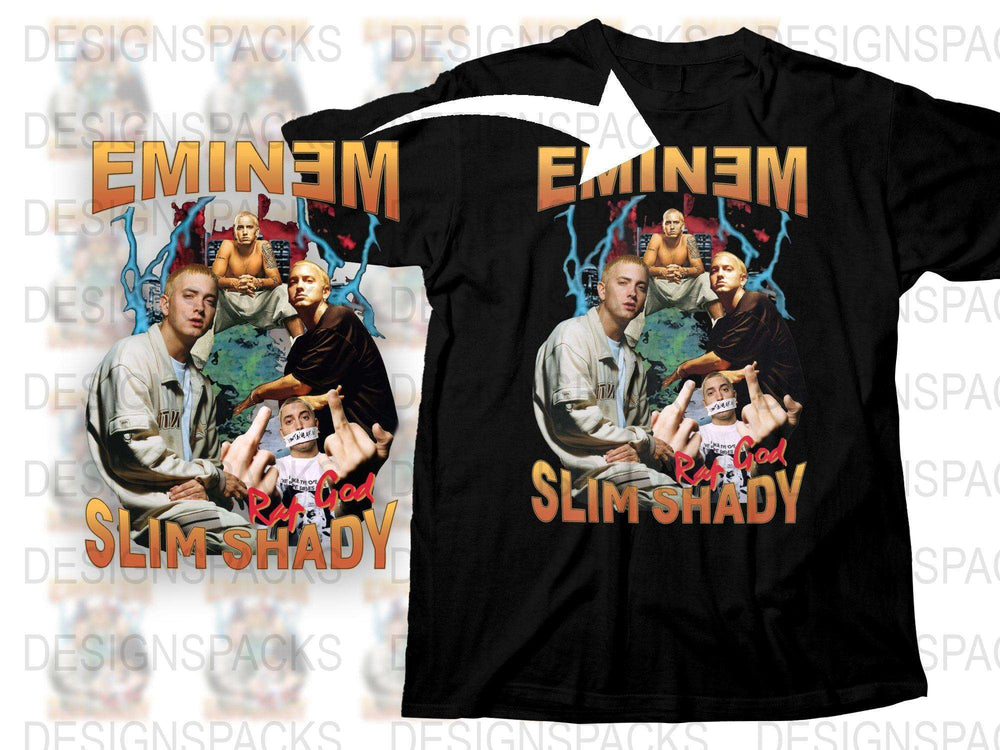 Eminem Slim Shady Rap God Graphic T-Shirt, Vintage Hip Hop Tee, Music Fan Apparel, Retro Style Black Shirt