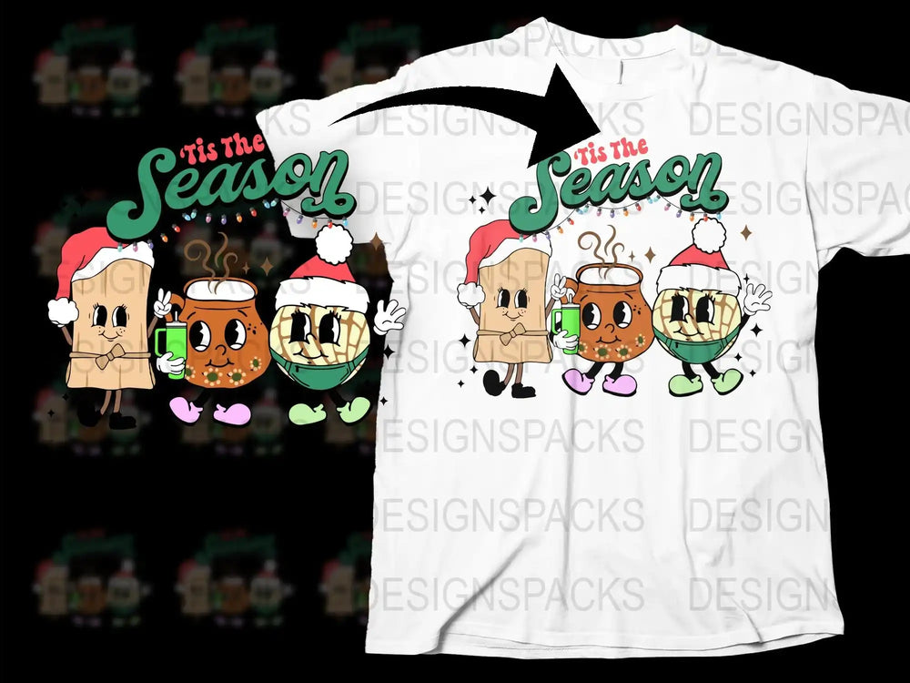 Cute Christmas Coffee Cup T-Shirt, It's the Season Holiday Tee, Festive Winter Apparel for All Ages