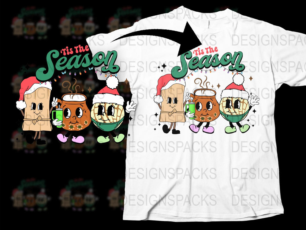 Cute Christmas Coffee Cup T-Shirt, It's the Season Holiday Tee, Festive Winter Apparel for All Ages