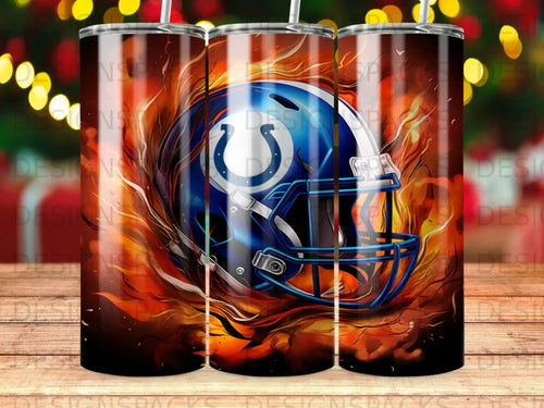 Indianapolis Colts helmet with flames.