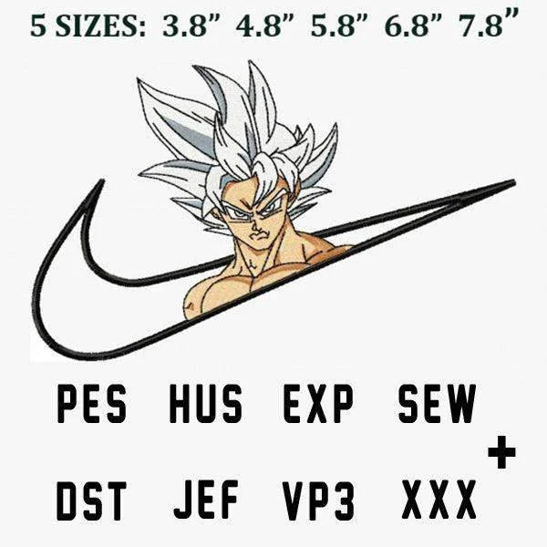 Goku Dragonball Swoosh Ultra Instinct Anime Embroidery Design