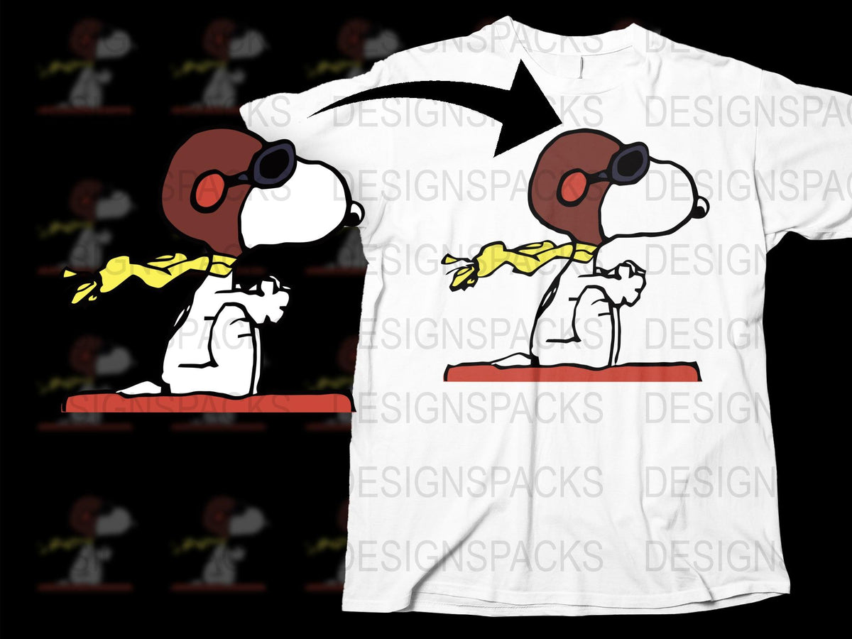 Cartoon Dog Pilot T-Shirt, White Cotton Tee, Vintage Flying Goggles Graphic, Unisex Casual Shirt for All Ages