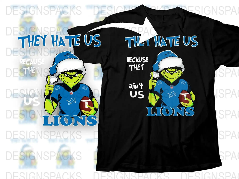 Funny Detroit Lions T-Shirt, They Hate Us Ain't Us Football Tee, Sports Fan Gift, Novelty Graphic Shirt