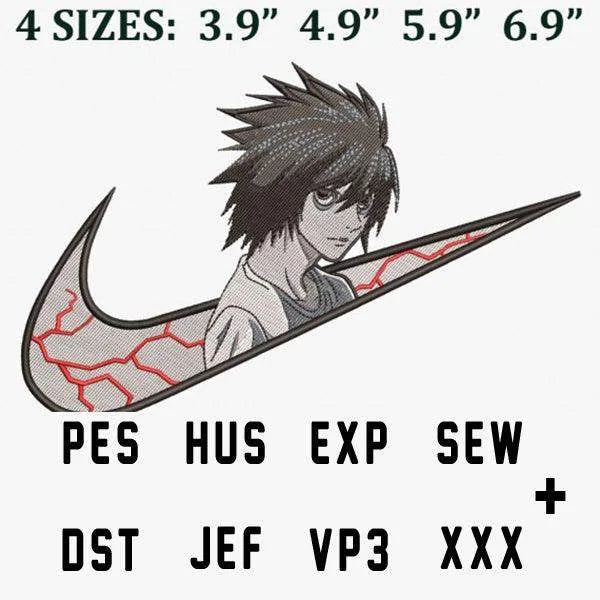 Light Yagami Death Note Swoosh Anime Embroidery Design
