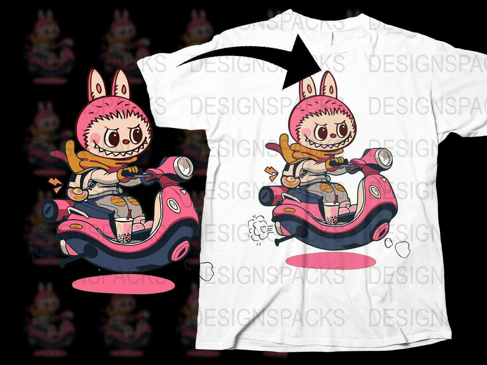 Chopper One Piece Anime T-Shirt, Tony Tony Chopper Riding Scooter, Cute Pink Graphic Tee, Unisex Manga Shirt