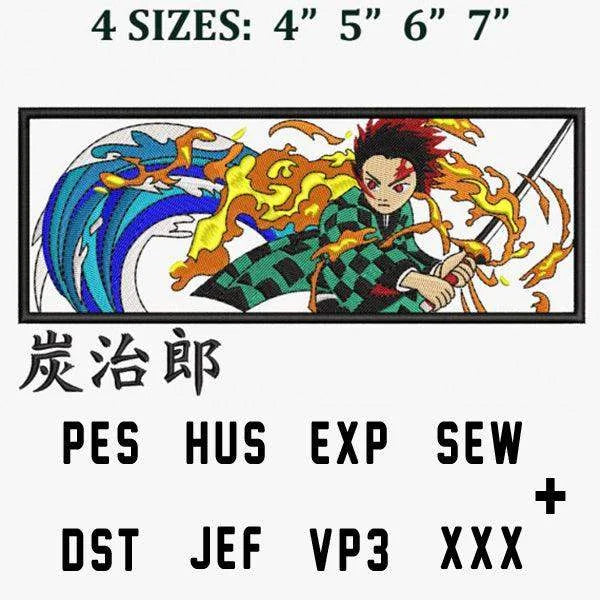 Demon Rectangle Tanjiro Kamado Anime Embroidery Design