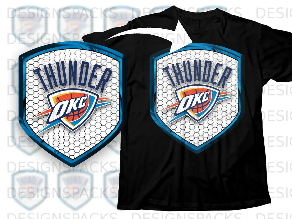 Thunder OKC Basketball Team Logo Design T-shirt