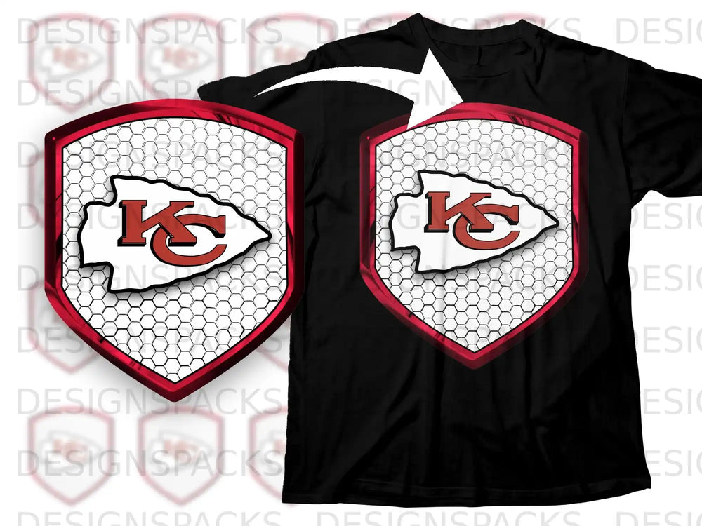 Kansas City Chiefs Red White Honeycomb Shield T-Shirt