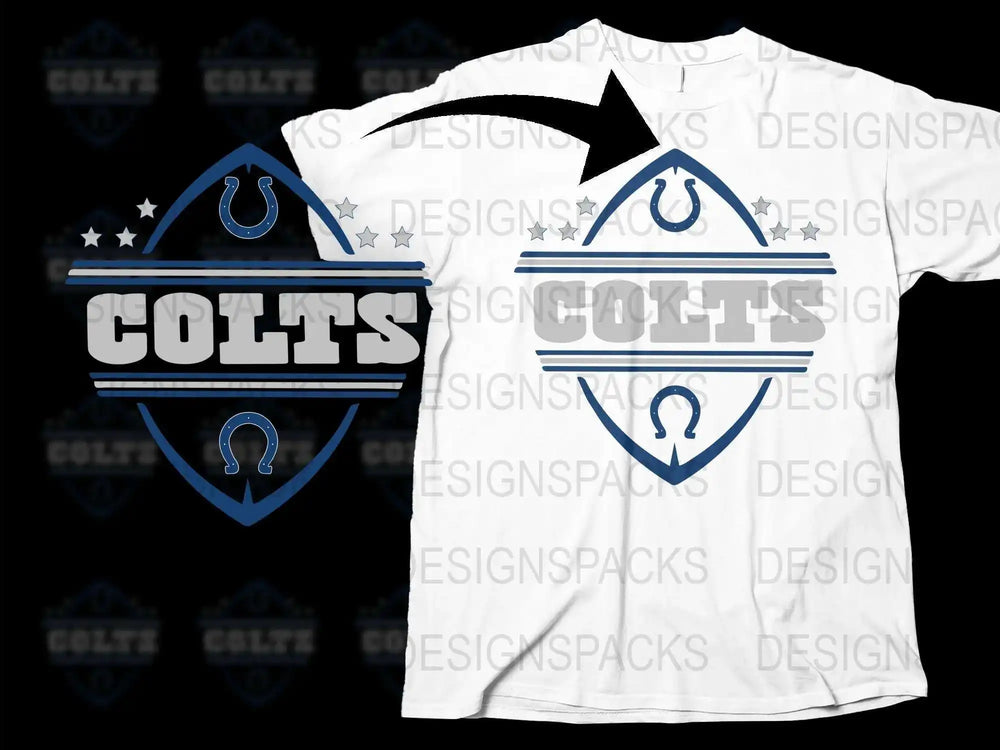 Colts Inspired T-Shirt, Blue and White Football Fan Apparel, Casual Graphic Tee