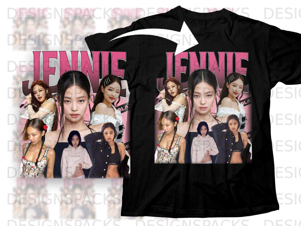 Jennie collage t-shirt with Calvin Klein logo.