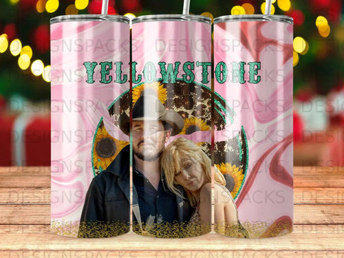 Yellowstone couple with sunflowers and leopard print border.