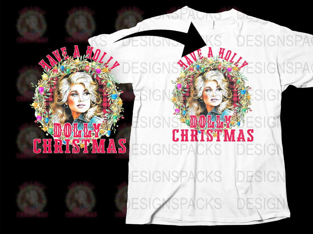 Dolly Parton Inspired Christmas T-Shirt, Holly Jolly Holiday Tee, Festive Singer Shirt, Unisex Gift Idea