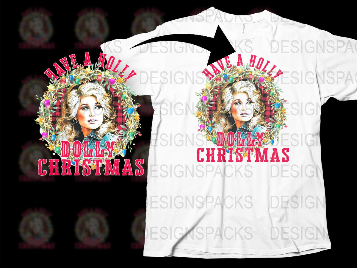 Dolly Parton Inspired Christmas T-Shirt, Holly Jolly Holiday Tee, Festive Singer Shirt, Unisex Gift Idea