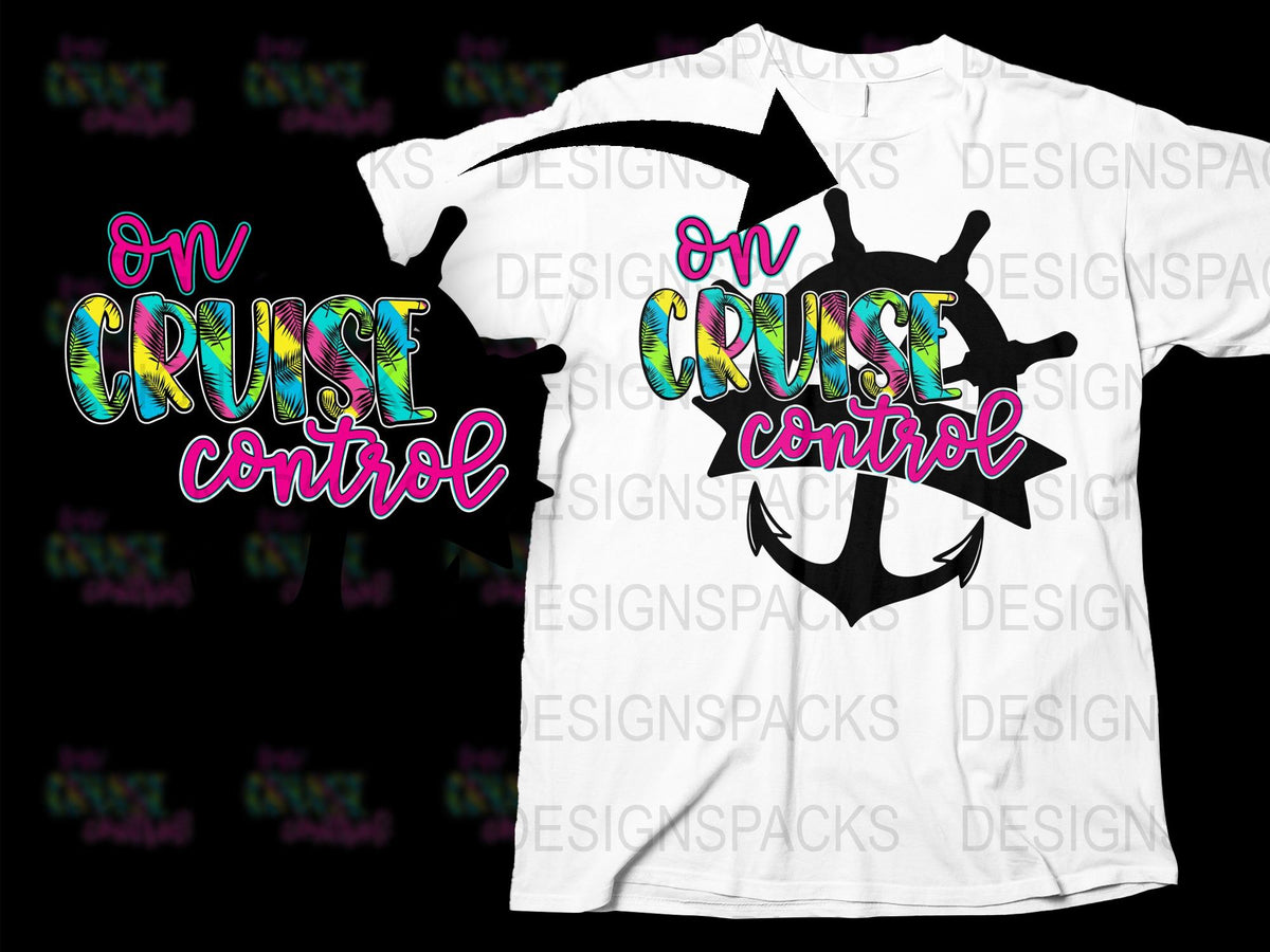 On Cruise Control T-Shirt, Nautical Anchor Graphic Tee, Unisex White Summer Shirt, Trendy Colorful Design Casual Top