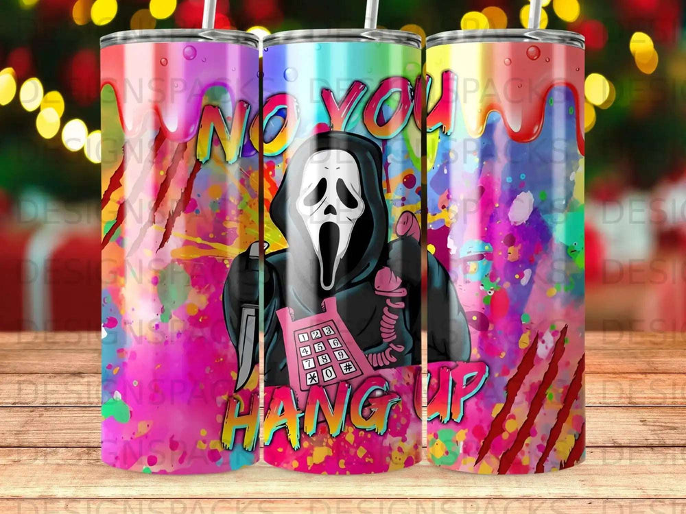 Ghostface from Scream with "NO YOU HANG UP" text and phone.