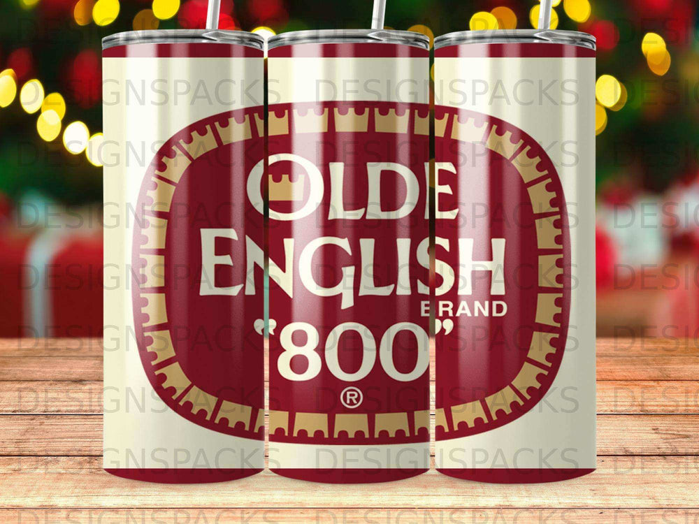 Olde English 800 beer brand logo on a tumbler.