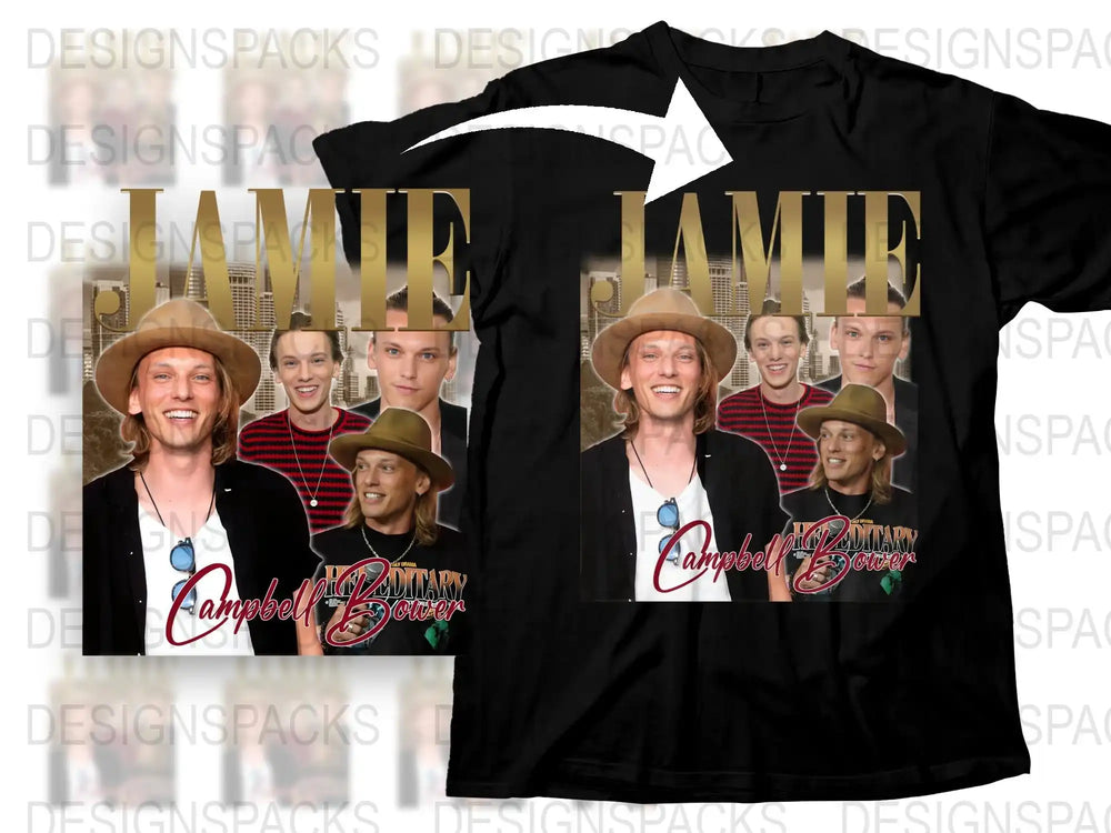 Jamie Campbell Bower Graphic T-Shirt, Unisex Tees, Actor Fan Merch, Cool Celebrity Print Shirt