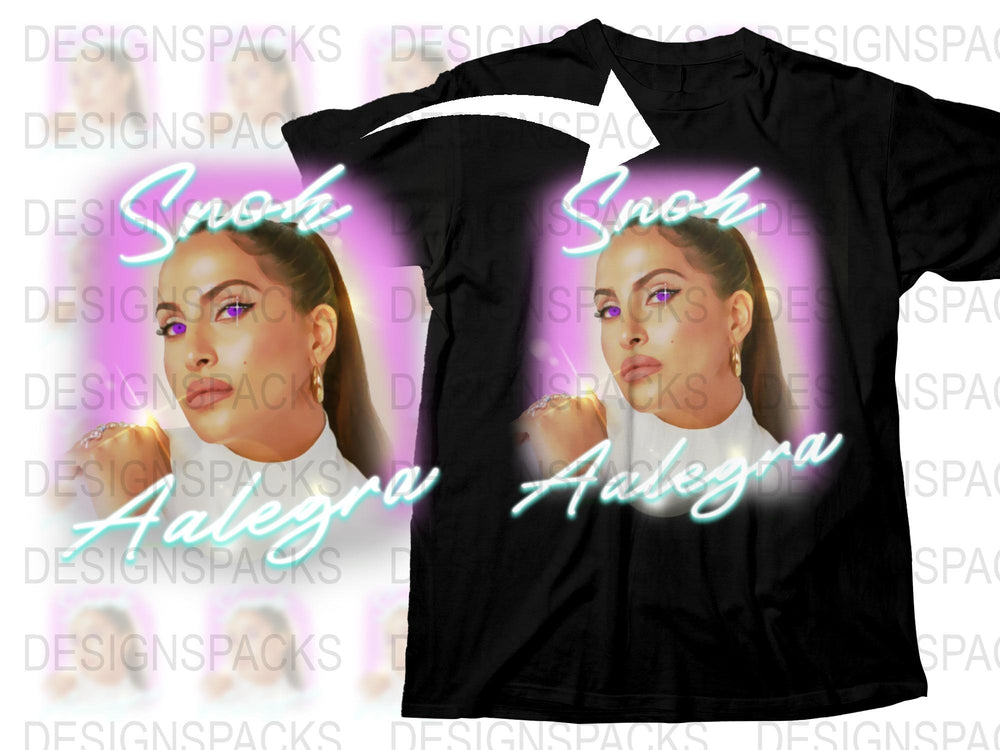 Alegra Snook Printed T-Shirt, Neon Graphic Tee, Stylish Women's Fashion Top, Unique Pop Art Apparel, Trendy Glow Design Shirt