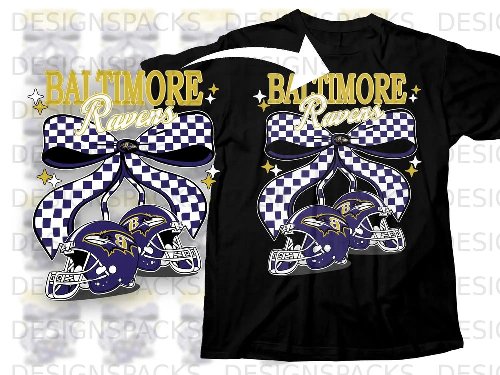 Baltimore Ravens Checkerboard Bow Design Shirt