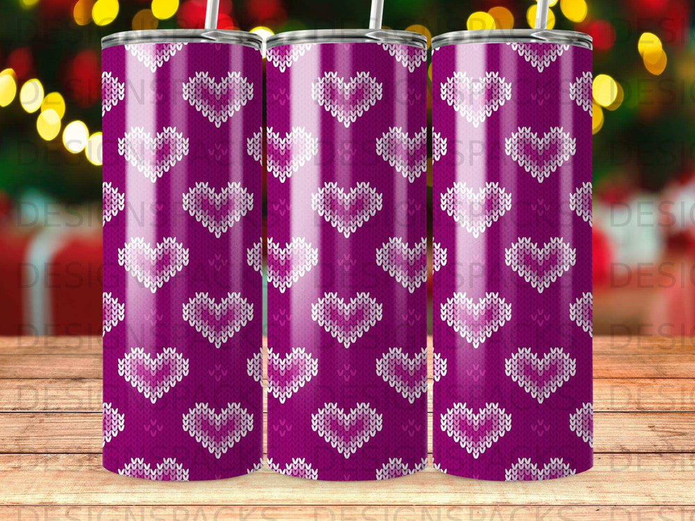Cozy Knit Heart Pattern Tumbler Christmas Holiday product type