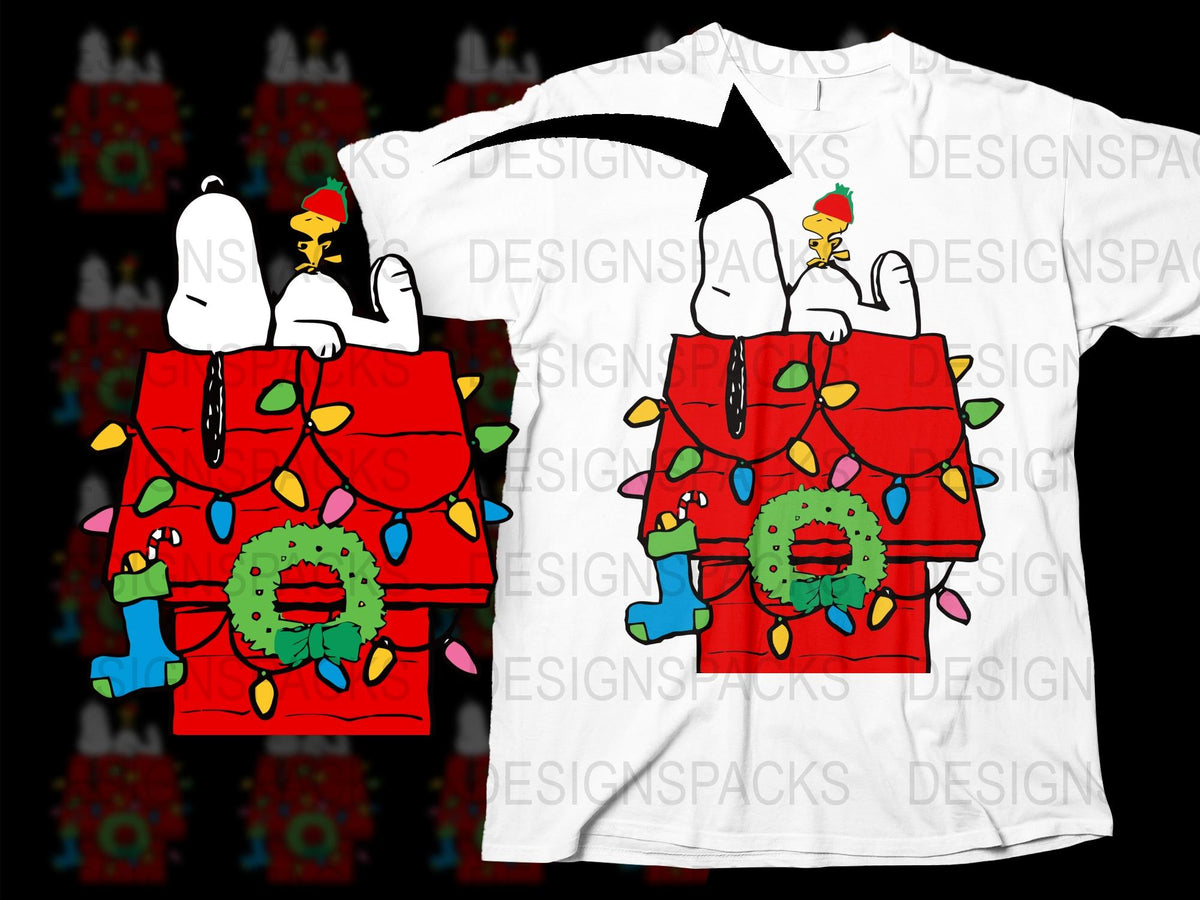 Colorful Holiday Themed T-Shirt with Festive Snowman and Wreath Design, Unisex Christmas Apparel