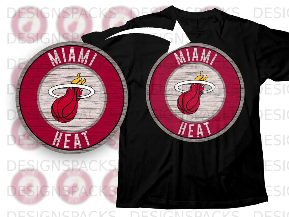 Miami Heat Basketball Logo Black Graphic T-shirt