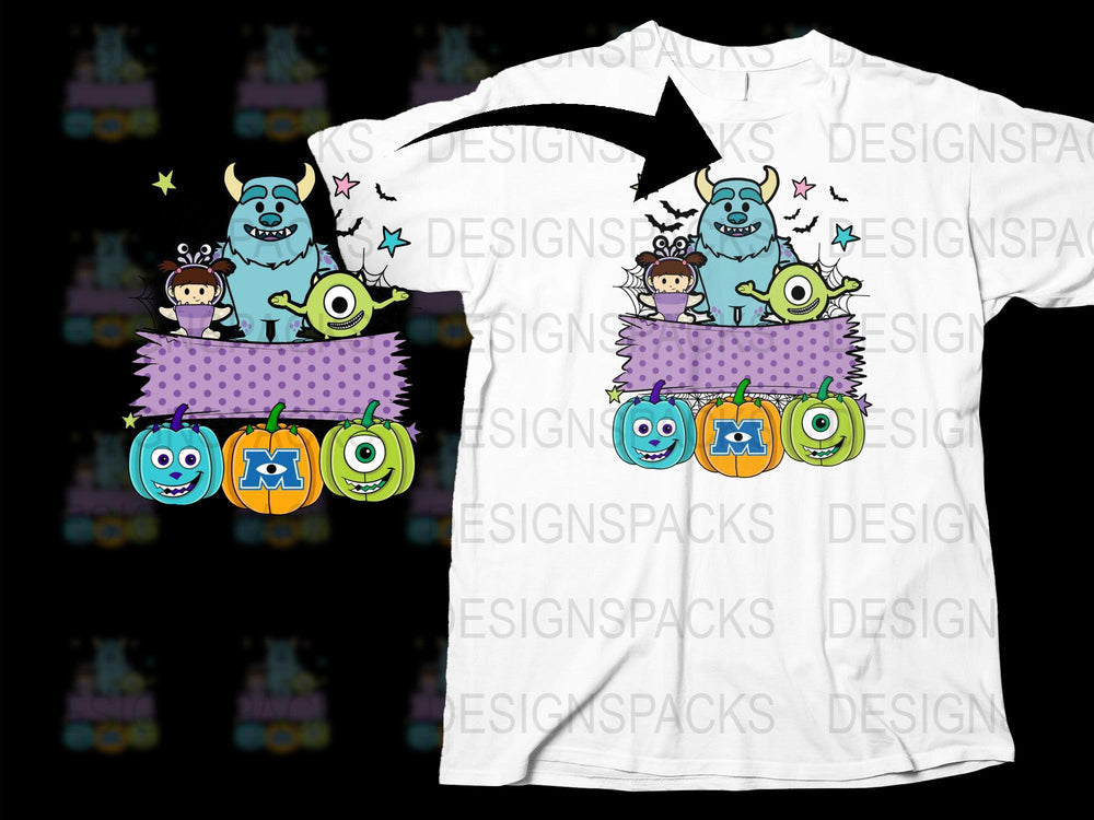 Colorful Monster Cartoon T-Shirt, Cute Family Friendly Halloween Graphic Tee, Unisex Kids and Adult Sizes