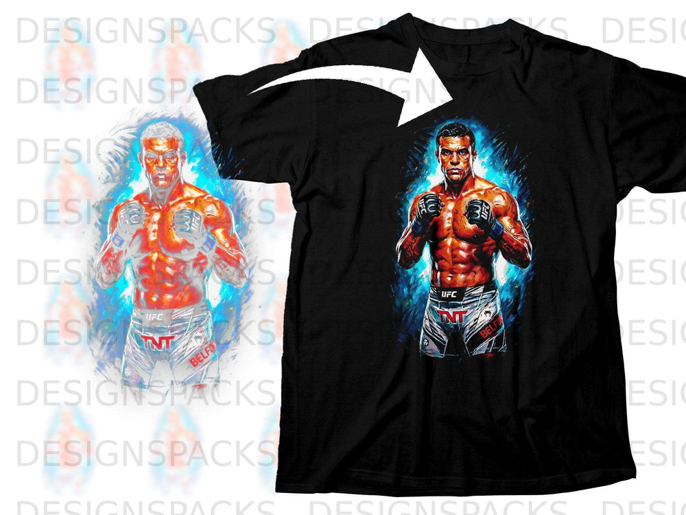 Black t-shirt with a graphic of a muscular fighter with "UFC" and "TNT" logos.