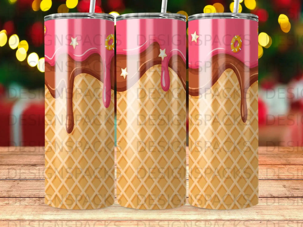 Waffle Cone Pink Drip Chocolate Tumbler Design product type