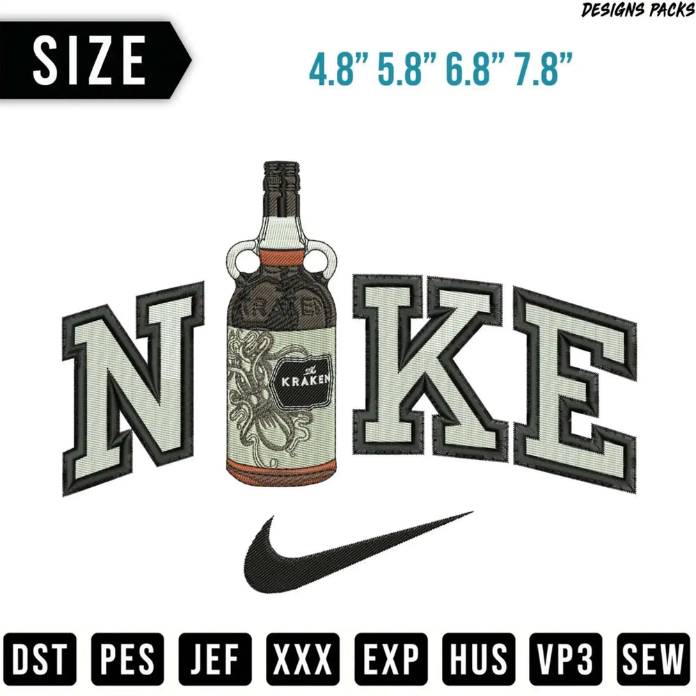 Nike logo with a kraken bottle in place of the 'i'.
