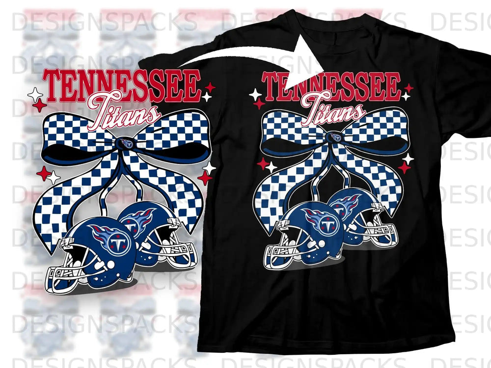 Tennessee Titans Checkered Bow Helmets T-Shirt