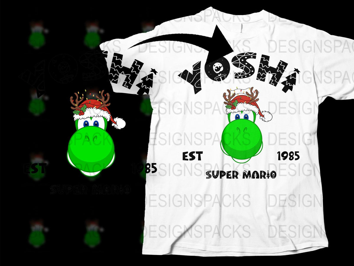 Super Mario Yoshi Christmas T-Shirt, Festive Holiday Graphic Tee, Gamer Apparel, Unique Nintendo Gift Idea