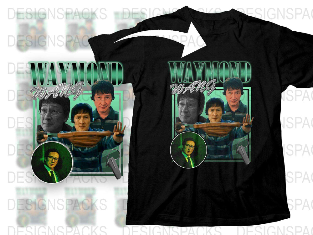 Waymond Wang Retro Graphic T-Shirt, Vintage Movie Tee, Fan Art Collage Design, Unisex Casual Fashion