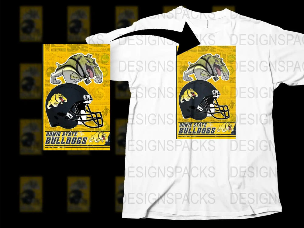 Bowie State Bulldogs Football T-Shirt, College Sports Graphic Tee, Yellow Black Shirt