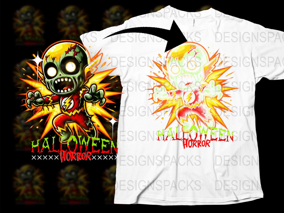 Halloween Horror Skull T-Shirt, Spooky Flame Graphic Tee, Unisex Horror Apparel, Vibrant Party Wear
