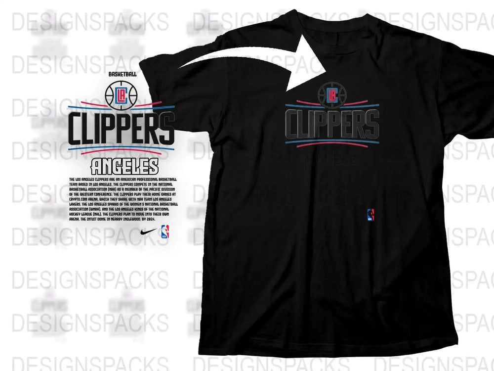 Los Angeles Clippers Angels Black T-Shirt, Unisex Sports Fan Apparel, NBA MLB Cotton Tee