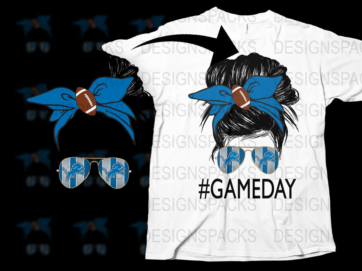 Game Day T-Shirt and Sunglasses Set, Football Fan Apparel, Blue and White Sports Merchandise