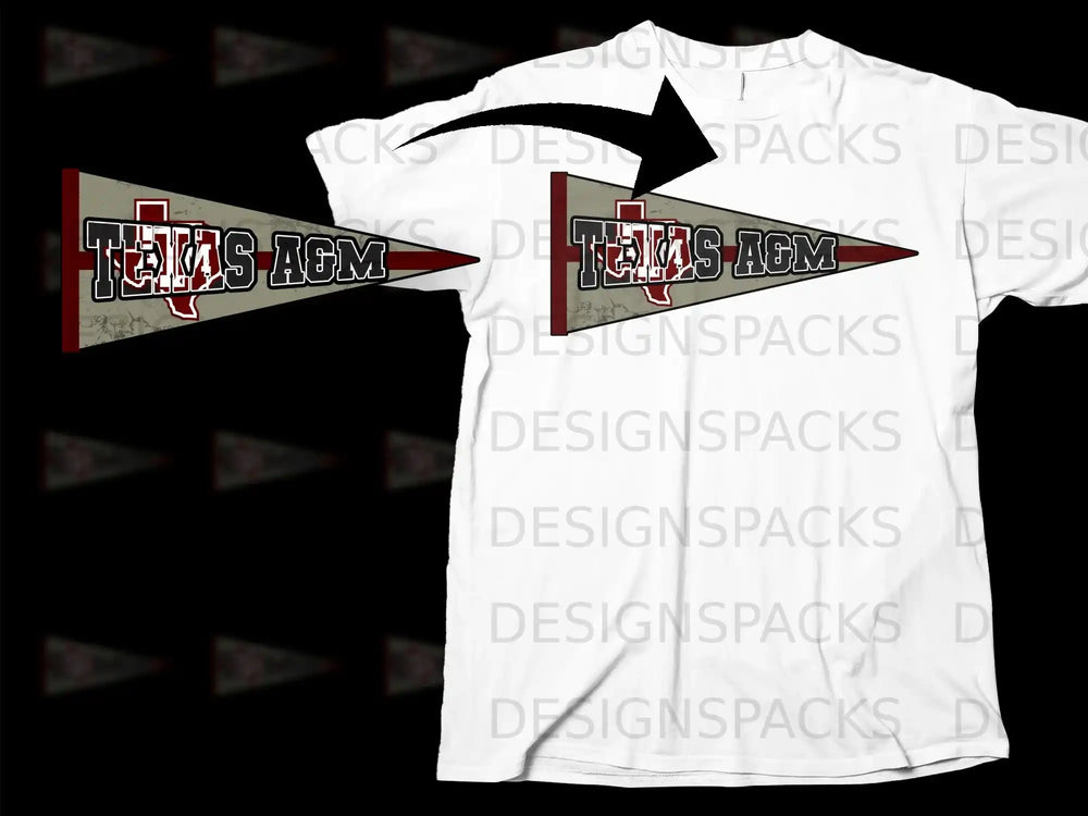 Texas A&M Pennant Design Graphic on White T-Shirt